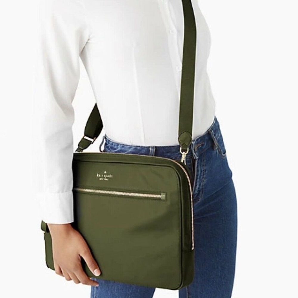 Kate Spade New York Chelsea Nylon Laptop Messenger Bag – Green